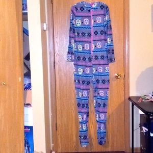 🦉"HOT KISS" 🌈/grey (Hoot Hoot) half zipper footed sleeper **See pics** Size: L